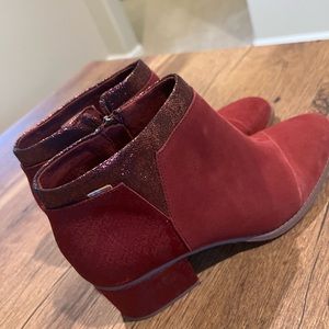 Toms Burgundy Suede Snakeskin Loren Bootie